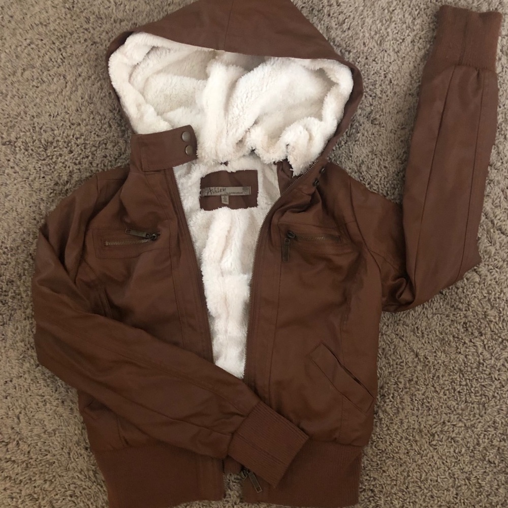 Lined leather jacket